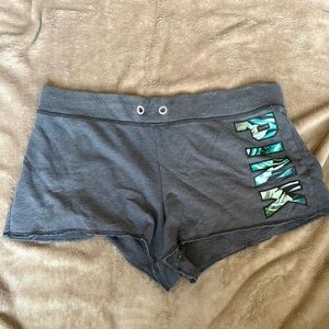 Victoria's Secret Dark Gray Athletic Shorts with Teal Accents